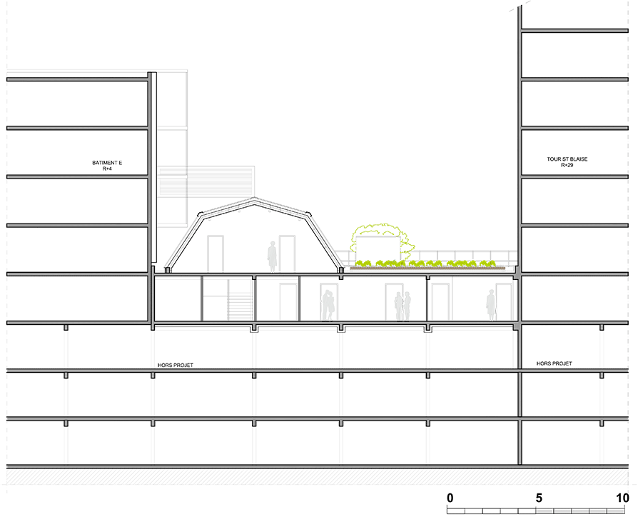 Coupe - © Bruno Rollet Architecte