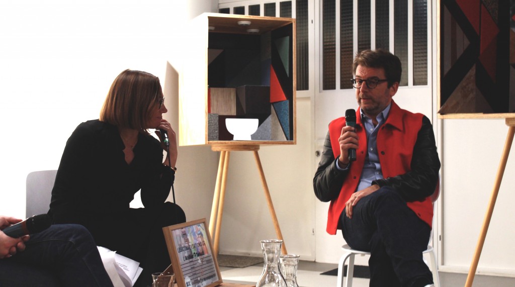 Emmanuelle Borne and Aldric Beckmann during the first Affinités Créatives Talk, l'Atelier Tarkett © Mathilde Weill