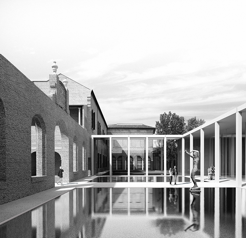Palazzo dei Diamanti, winner project for the extension of Palazzo dei Diamanti in Ferrara. Exhibition space, winter 2017. © Labics
