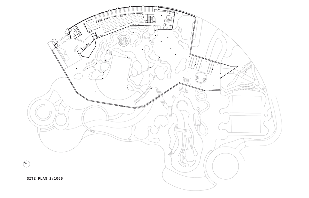 Aqualagon - plan du rez-de-chaussée © Jacques Ferrier Architecture