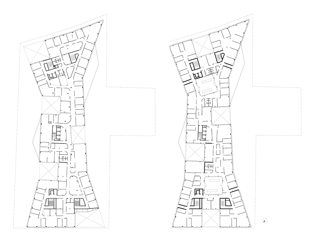 Plans des étages © Jacques Ferrier Architecture