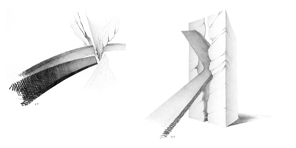 À gauche : Colère 12 - L'arc tendu (1982) À droite : Colère 8 - La douce insertion (1982)