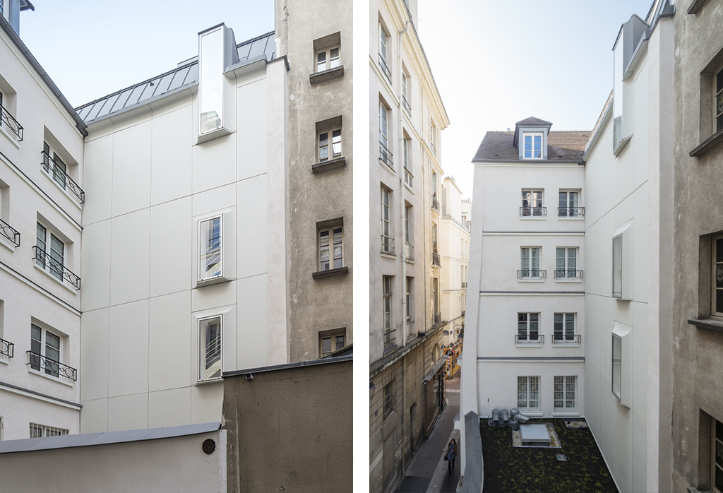 Dumont Legrand Architectes, réhabilitation et extension d'un immeuble du XVIIIe siècle rue de la Huchette, Paris, 2015.