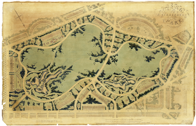 Plan du Birkenhead Park, 1843.
