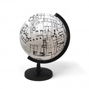 This globe called World of Interiors was made by Sam Jacob this week under lockdown.