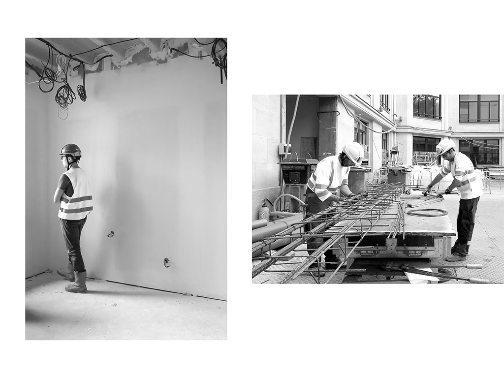 Superviseur, chantier du siège social Lacoste, Paris | Maçons, chantier du siège social Lacoste, Paris © Vanessa Bosio